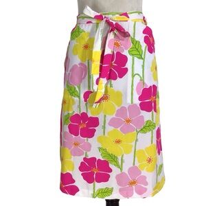 Lilly Pulitzer White Label Vintage Colorful Floral Wrap Skirt Size 6